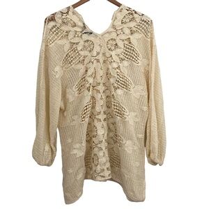 Cristina Ehrlich 100% Cotton Pullover See Through Tunic Top XL